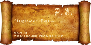 Pingiczer Menta névjegykártya